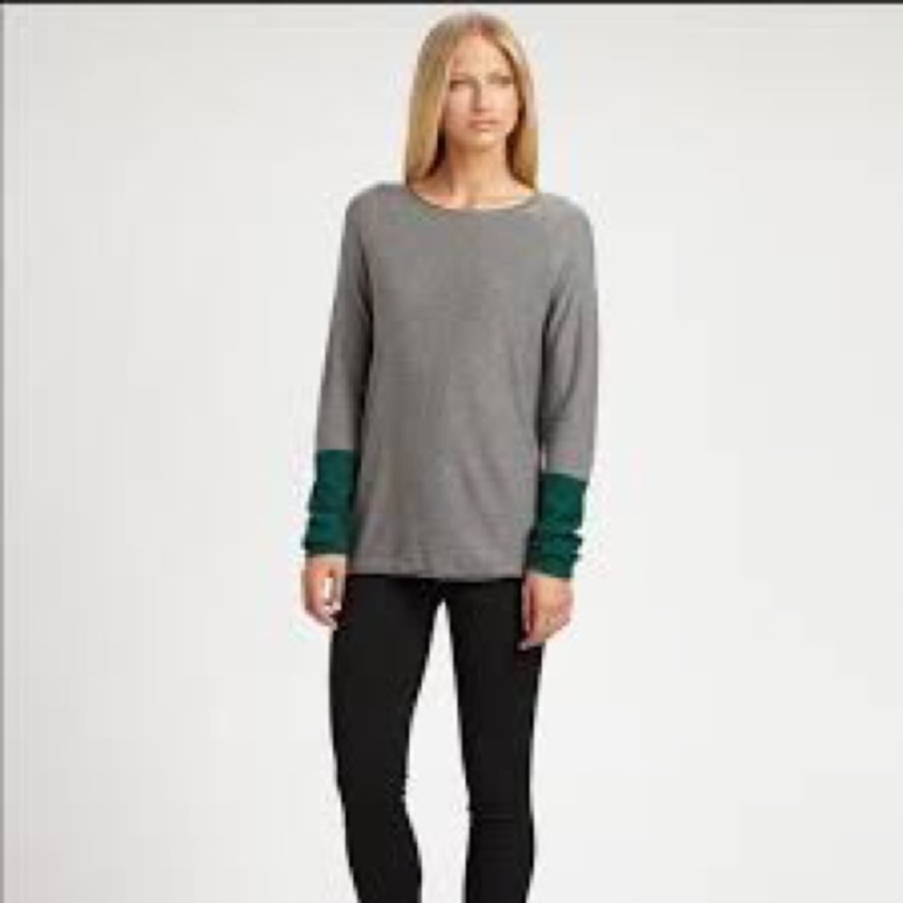 T Alexander Wang Gray Green Colorblock Sweater